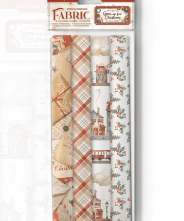 Stamperia - Conf 4 fogli stoffa cm 30x30 Gear up for Christmas