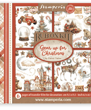 Stamperia - Rub on kit cm 15,5x15,5 - 6 pagine Gear up for Christmas