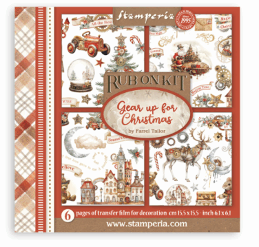 Stamperia - Rub on kit cm 15,5x15,5 - 6 pagine Gear up for Christmas