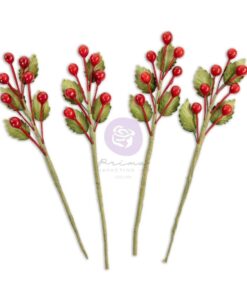 Alternative view of Prima Marketing Collezione Twinkle & Treats -Paper Flowers 4/Pkg Christmas Berries