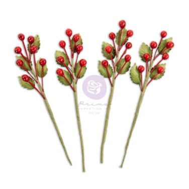 Alternative view of Prima Marketing Collezione Twinkle & Treats -Paper Flowers 4/Pkg Christmas Berries