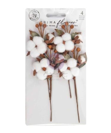 Prima Marketing Collezione Twinkle & Treats -Paper Flowers 4/Pkg  -Snowy Cotton