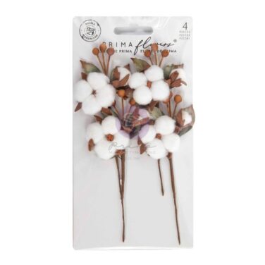 Prima Marketing Collezione Twinkle & Treats -Paper Flowers 4/Pkg  -Snowy Cotton