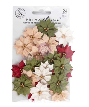 Prima Marketing Collezione Twinkle & Treats - Paper Flowers 24/Pkg Holiday Blooms