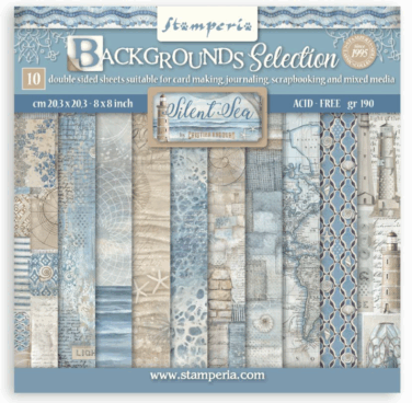 Stamperia -  Scrapbooking Small Pad 10 fogli cm 20,3X20,3 (8"X8") Backgrounds Selection - Silent Sea