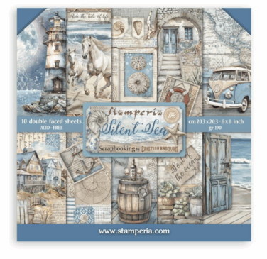 Stamperia -  Scrapbooking Small Pad 10 fogli cm 20,3X20,3 (8"X8") - Silent Sea