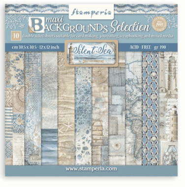 Stamperia -  Scrapbooking Pad 10 fogli cm 30,5x30,5 (12"x12") Maxi Background selection - Silent Sea