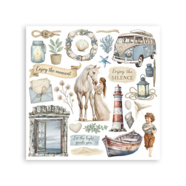 Alternative view of Stamperia -   Rub on kit cm 15,5x15,5 - 6 pagine Silent Sea