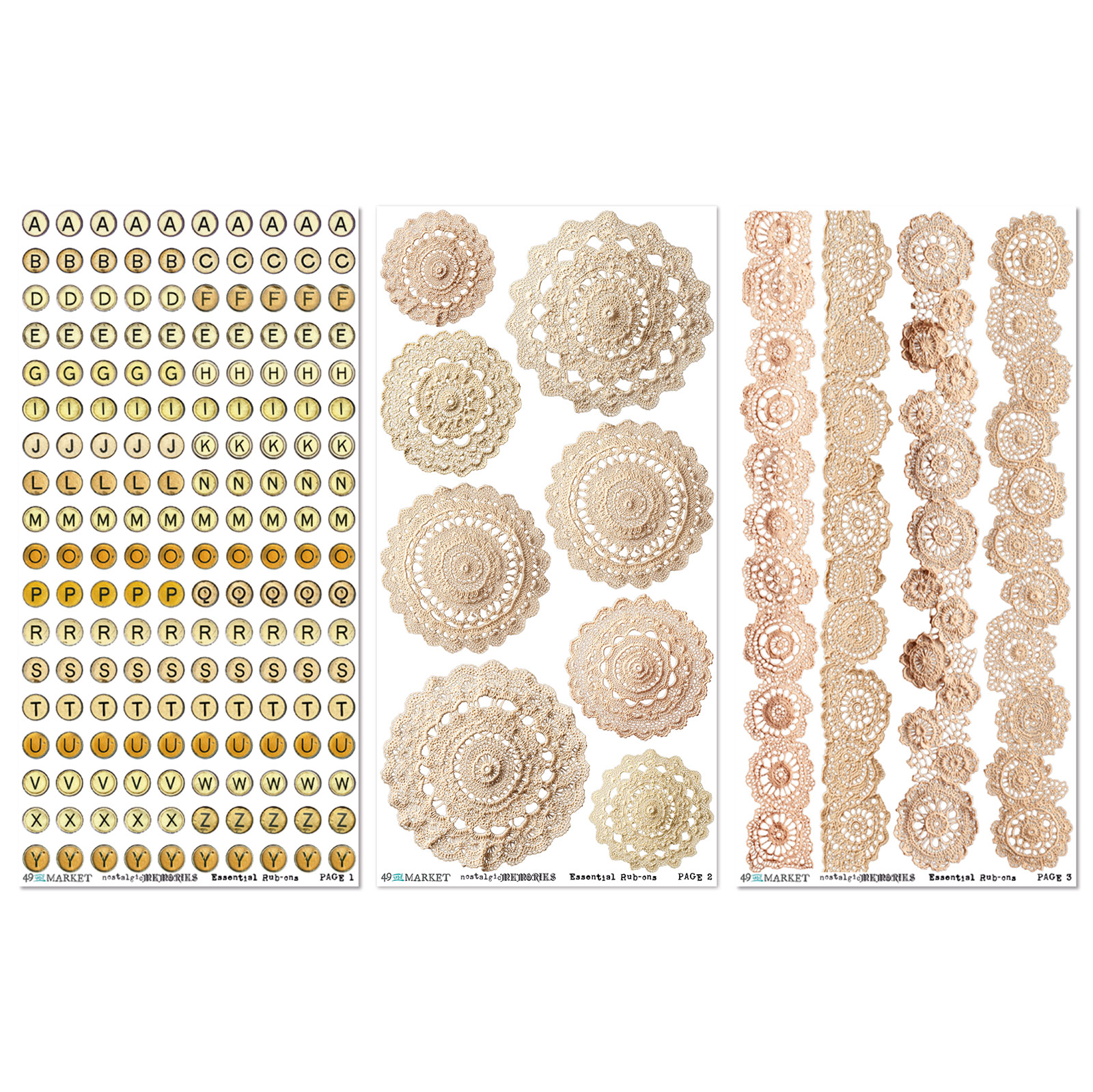 49 and Market - Collezione Nostalgic Memories 6 x12 Essentials Rub-on Transfer Set - immagine 2