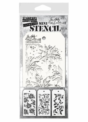 Stampers Anonymous Set #19 Tim Holtz Layering Mini Stencil (3pcs)