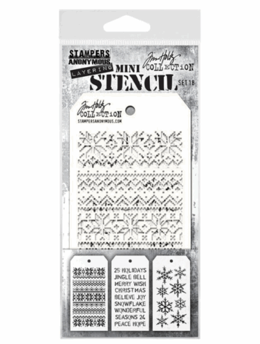 Stampers Anonymous Set #18 Tim Holtz Layering Mini Stencil (3pcs)preor