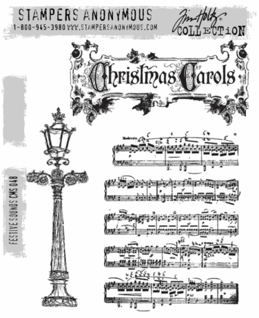 Stampers Anonymous Festive Sounds Tim Holtz Cling Stamps
