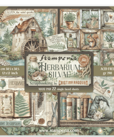 STAMPERIA -  Blocco 22 fogli 30,5x30,5 12x12 inches Single Face Herbarium Silvae