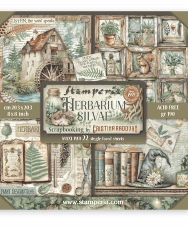 STAMPERIA -  Blocco 22 fogli 20,3x20,3 8x8 inches Single Face Herbarium Silvae