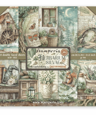 STAMPERIA -  Blocco 10 fogli 20,3X20,3 8x8 inches Double Face Herbarium Silvae
