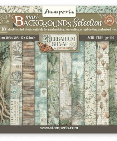 STAMPERIA -  Blocco 10 fogli 30,5x30,5 12x12 inches Double Face Backgrounds Herbarium Silvae