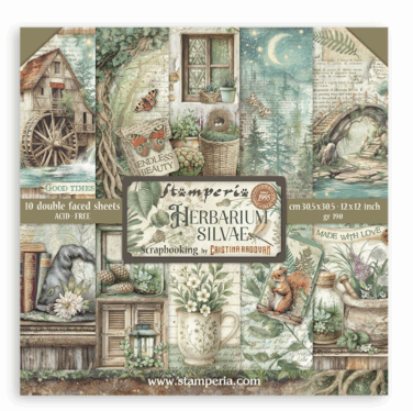 STAMPERIA -  Blocco 10 fogli 30,5x30,5 12x12 inches Double Face Herbarium Silvae