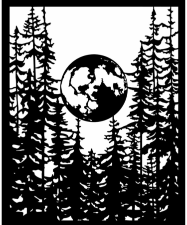 STAMPERIA -  Stencil  cm 20X25 Herbarium Silvae luna nella foresta