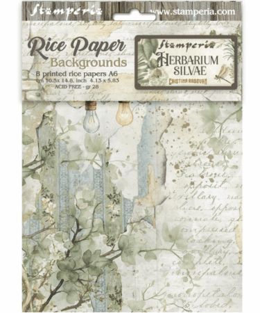 STAMPERIA -  Selezione 8 Carta di riso fto A6 Backgrounds Herbarium Silvae