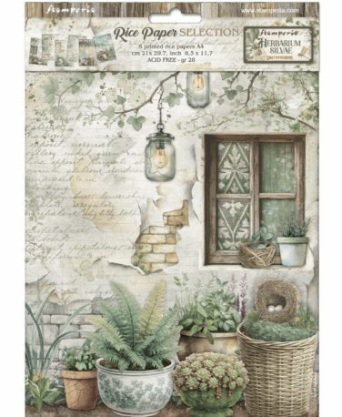 STAMPERIA -  Selezione 6 Carta di riso fto A4 Herbarium Silvae