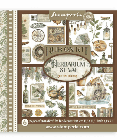 STAMPERIA -  Rub on kit cm 15,5x15,5 - 6 pagine Herbarium Silvae