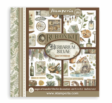 STAMPERIA -  Rub on kit cm 15,5x15,5 - 6 pagine Herbarium Silvae