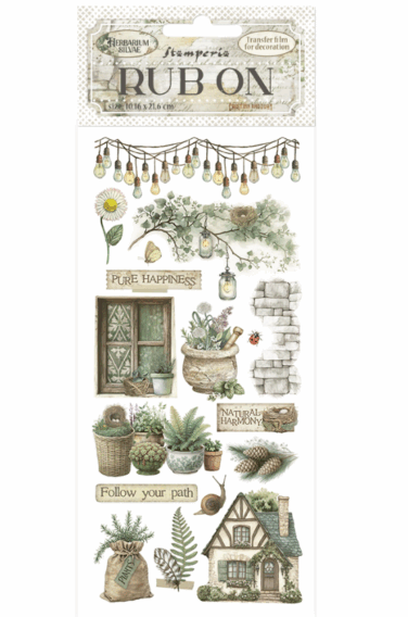 STAMPERIA -  Rub on cm 10,16x21,6 Herbarium Silvae cottage