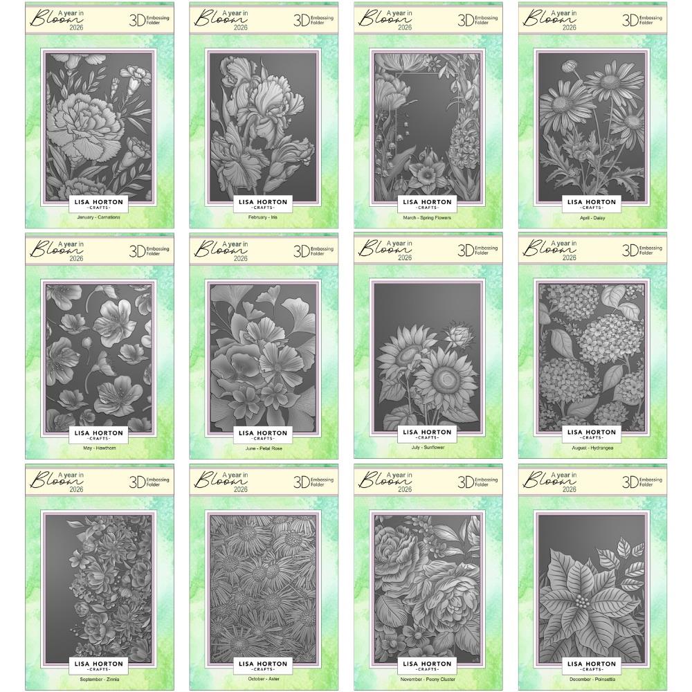 Lisa Horton Crafts Limited Edition Embossing Folders A Year In Bloom - 2026 (IN ARRIVO)