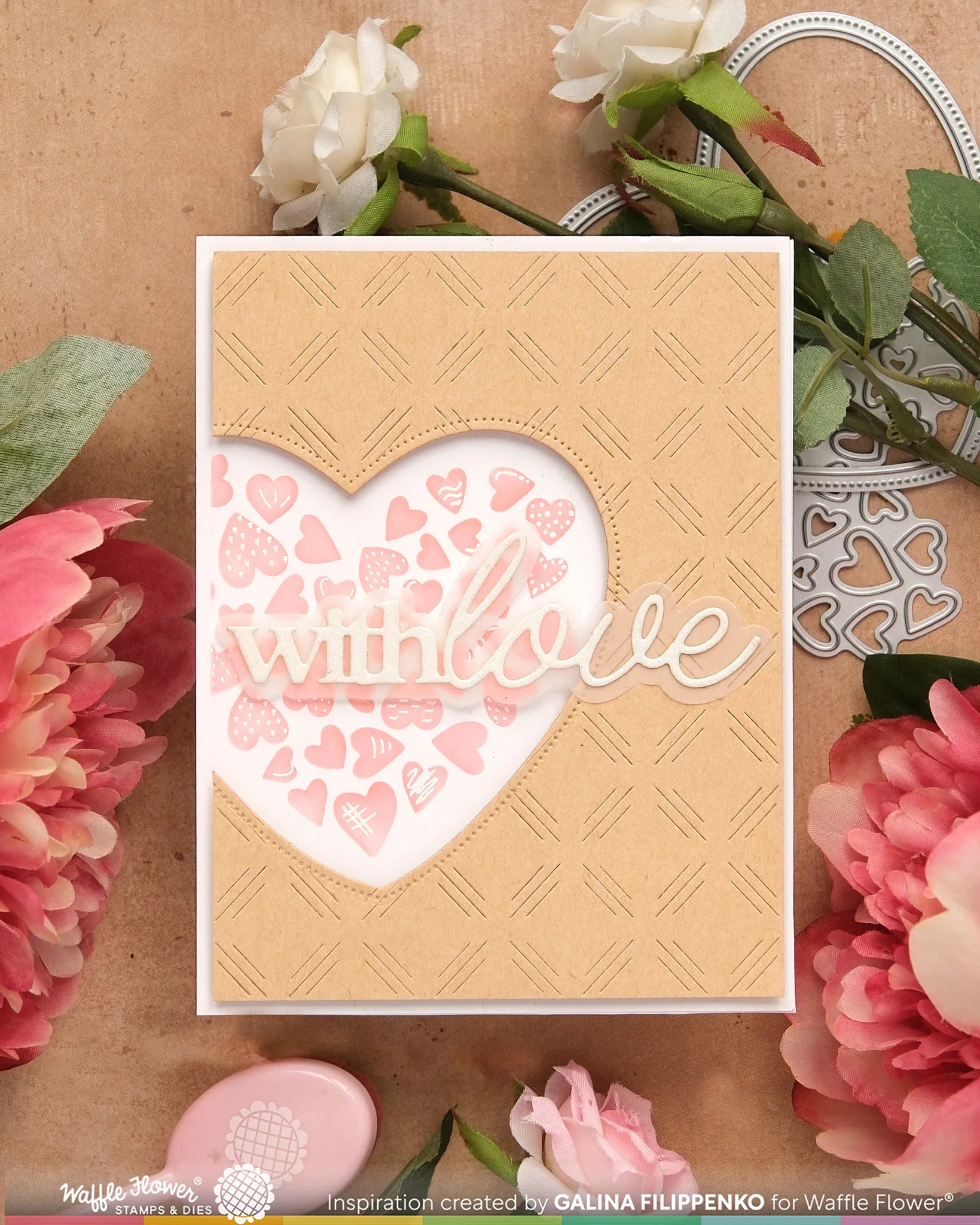 WAFFLE FLOWER - Inlaid Hearts Die-n-stencil - immagine 2