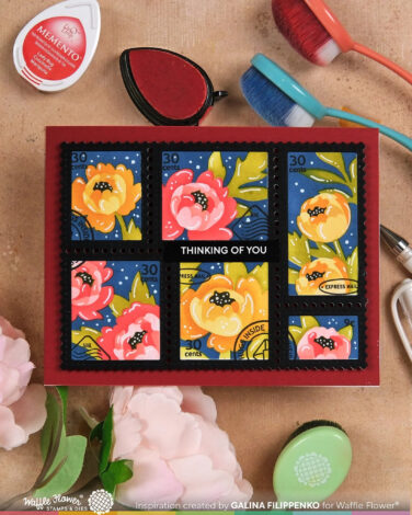 Alternative view of WAFFLE FLOWER - Postage Collage Peony Stencil