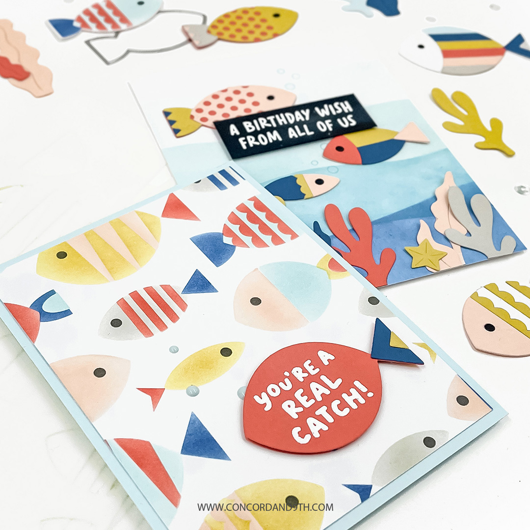 Concord & 9th - Fish Friends Stencil Pack (4 qty; 6 x 6) - immagine 2