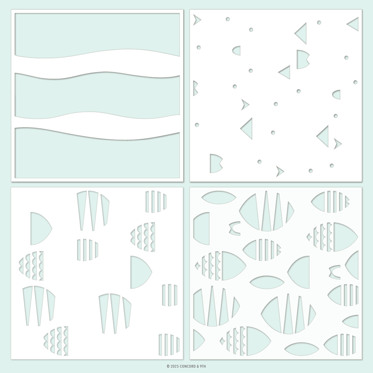 Concord & 9th - Fish Friends Stencil Pack (4 qty; 6 x 6)