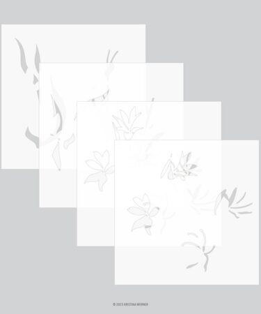 Concord & 9th - Kristina Werner - Long Line Lilies Stencil Pack (4 qty; 6 x 6)