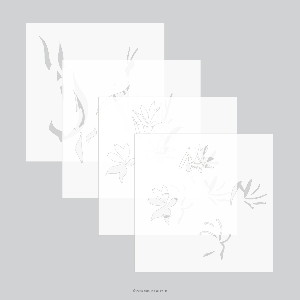 Concord & 9th - Kristina Werner - Long Line Lilies Stencil Pack (4 qty; 6 x 6)