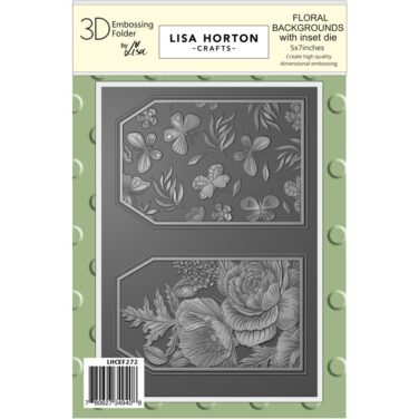 Lisa Horton Crafts Embossing Folder And Die 5"X7" - Floral Background Tags