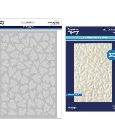 Simon Hurley collezione Sending-  Hugs Puffy Hearts 3D Folder and Stencil Bundle