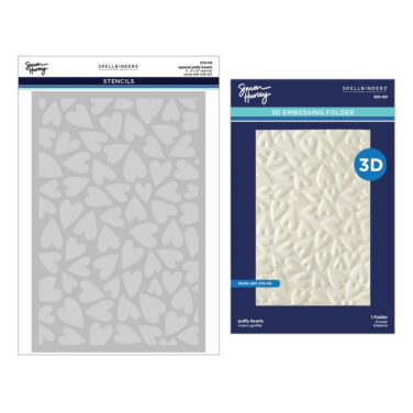 Simon Hurley collezione Sending- Hugs Puffy Hearts 3D Folder and Stencil Bundle