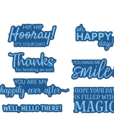 Spellbinders- Collezione Classic Mouse Love-  Happy Sentiments Press + Foil Plate & Die Set