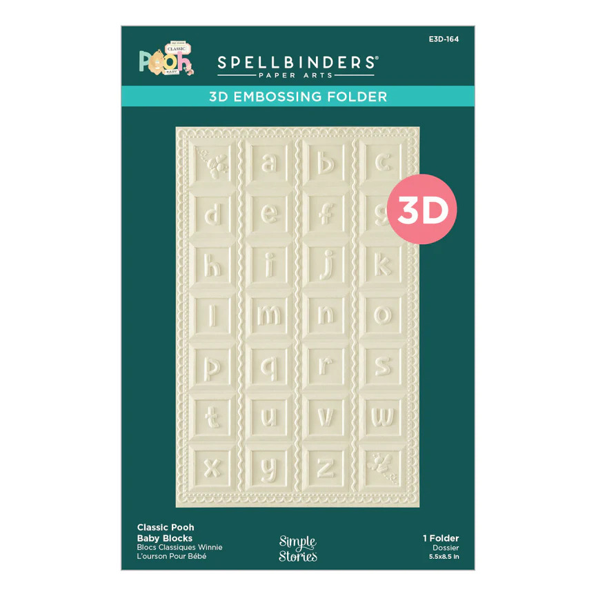 Spellbinders - Collezione Classic Pooh Baby Blocks 3D Embossing Folder with Simple Stories