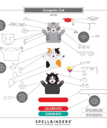 Simon Hurley collezione Sending Hugs Congrats Cat Etched Dies