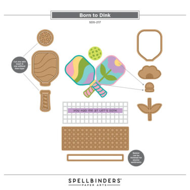 Spellbinders - Collezione This is Life - Born to Dink Clear Stamp & Die Set