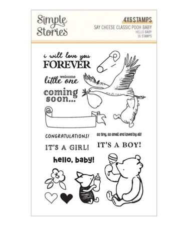 Alternative view of Spellbinders-  Say Cheese Classic Pooh Baby with Simple Stories - Hello Baby Stamp & Die Bundle