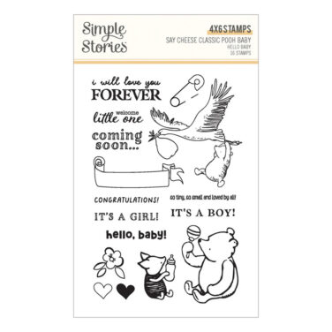 Alternative view of Spellbinders-  Say Cheese Classic Pooh Baby with Simple Stories - Hello Baby Stamp & Die Bundle