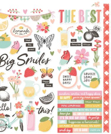 SIMPLE STORIES - Collezione Pink Lemonade - Cardstock Stickers Icons