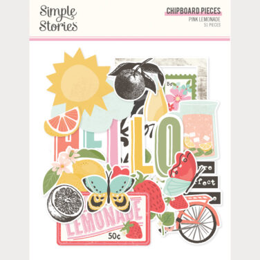 SIMPLE STORIES - Collezione Pink Lemonade - Chipboard Pieces