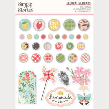 SIMPLE STORIES - Collezione Pink Lemonade - Decorative Brads