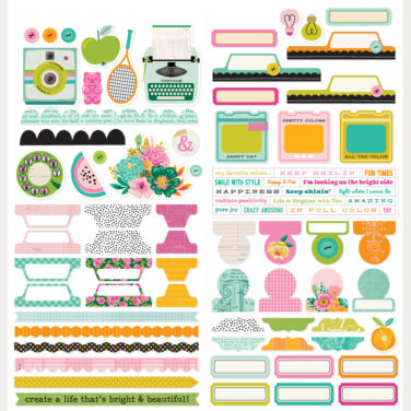 SIMPLE STORIES - Collezione Color Me Happy - Cardstock Stickers Basics