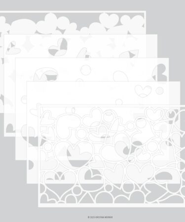 Concord & 9th – Kristina Werner –Jumble of Hearts Stencil Pack (5 qty; 6 x 9)
