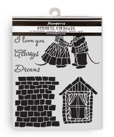 STAMPERIA - Collezione Family -Stencil spesso cm 20X25 casetta e topolini