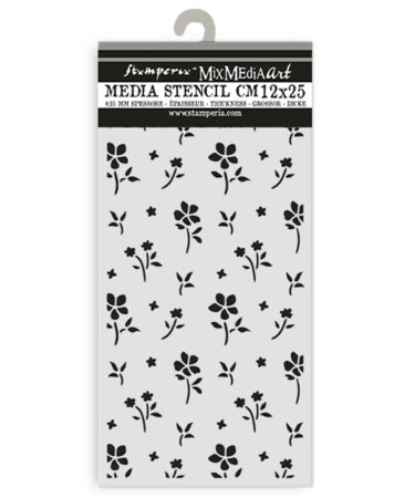 STAMPERIA -Collezione Family - Stencil spesso cm 12X25 sfondo fiori piccoli